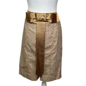 Arden B Tan Skirt with Gold Bow And Waistband